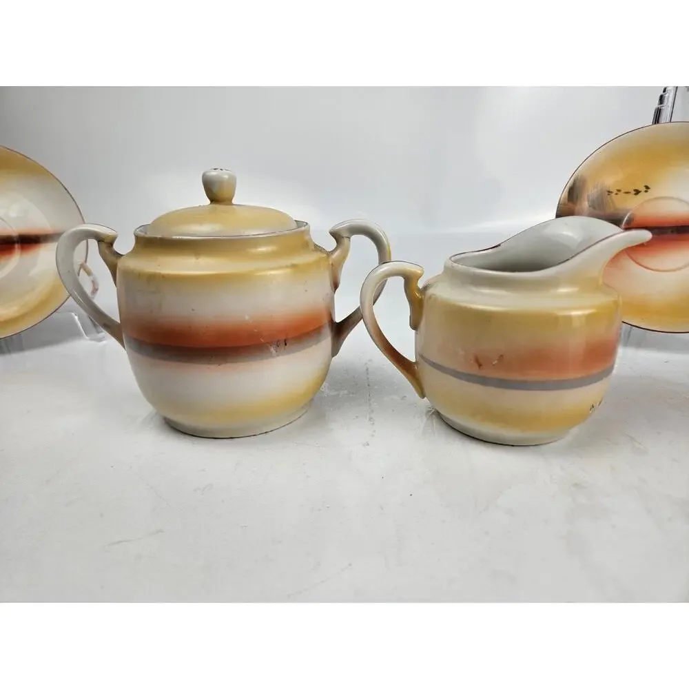 Japan Lustreware Handpainted Sunset Tea Set Porcelain 9‎ Pieces